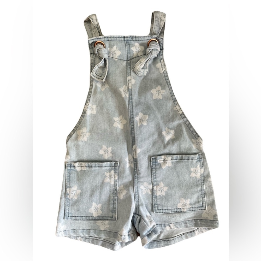 Floral Denim Kids Overalls